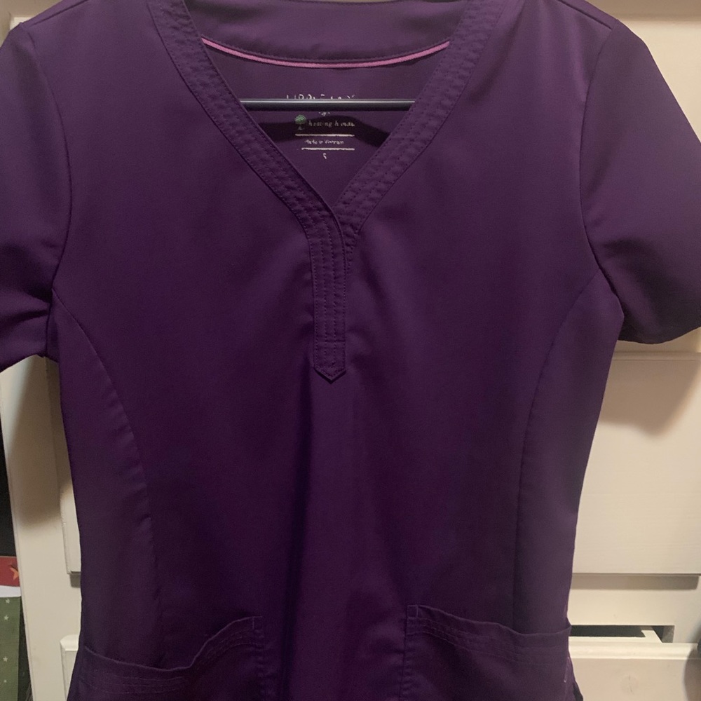 Healing hands purple stretchy scrubs set